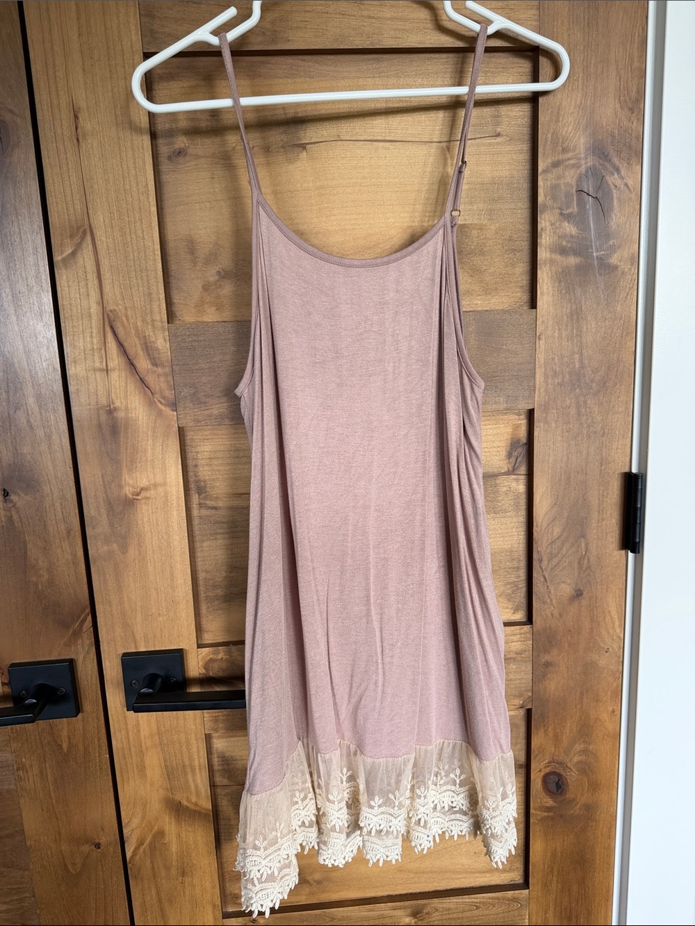 Sleeveless Mauve Lace-Hem Slip Dress